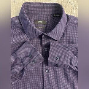 Hugo Boss - All cotton Purple/ black pattern dress shirt Size 42 (16.5” neck)